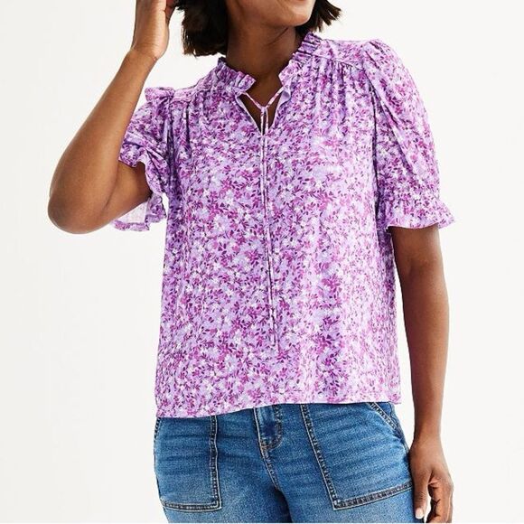 Draper James Women's Elbow Sleeve Tie Front Top Size XL - Picture 1 of 5